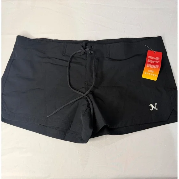 Nabevin Womens Black Board Shorts Swim Trunks Endurance+ Lace Up Size XL New - Picture 1 of 8
